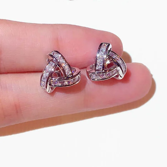 Sterling silver diamond earrings - Picture 1 of 7